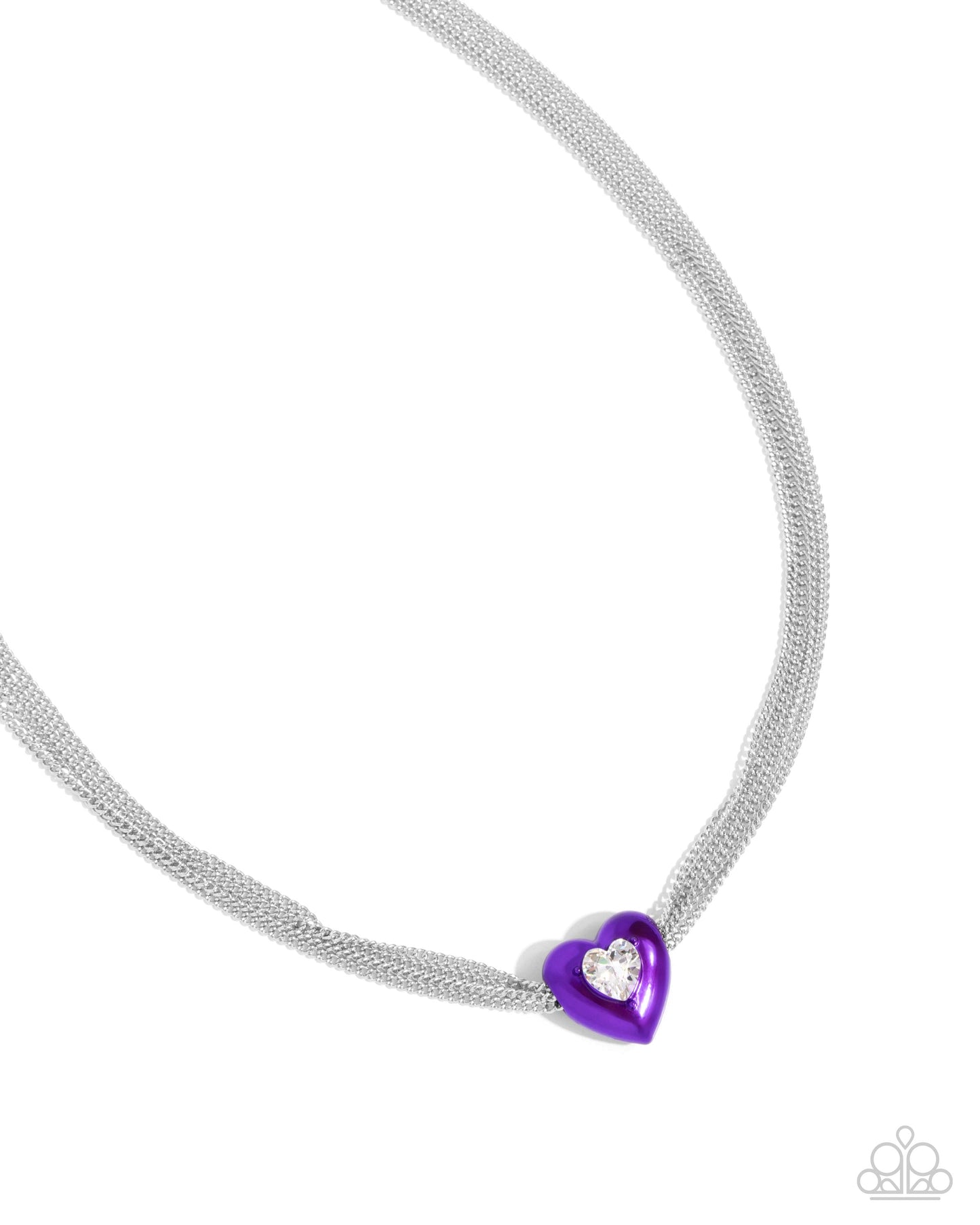 Malibu Infatuation - Purple Dipped Metal Heart Silver Necklace - Paparazzi Accessories
