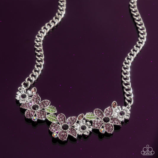 Guiding Garden - Purple Rhinestone Flower Necklace - Paparazzi Accessories