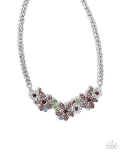 Guiding Garden - Purple Rhinestone Flower Necklace - Paparazzi Accessories