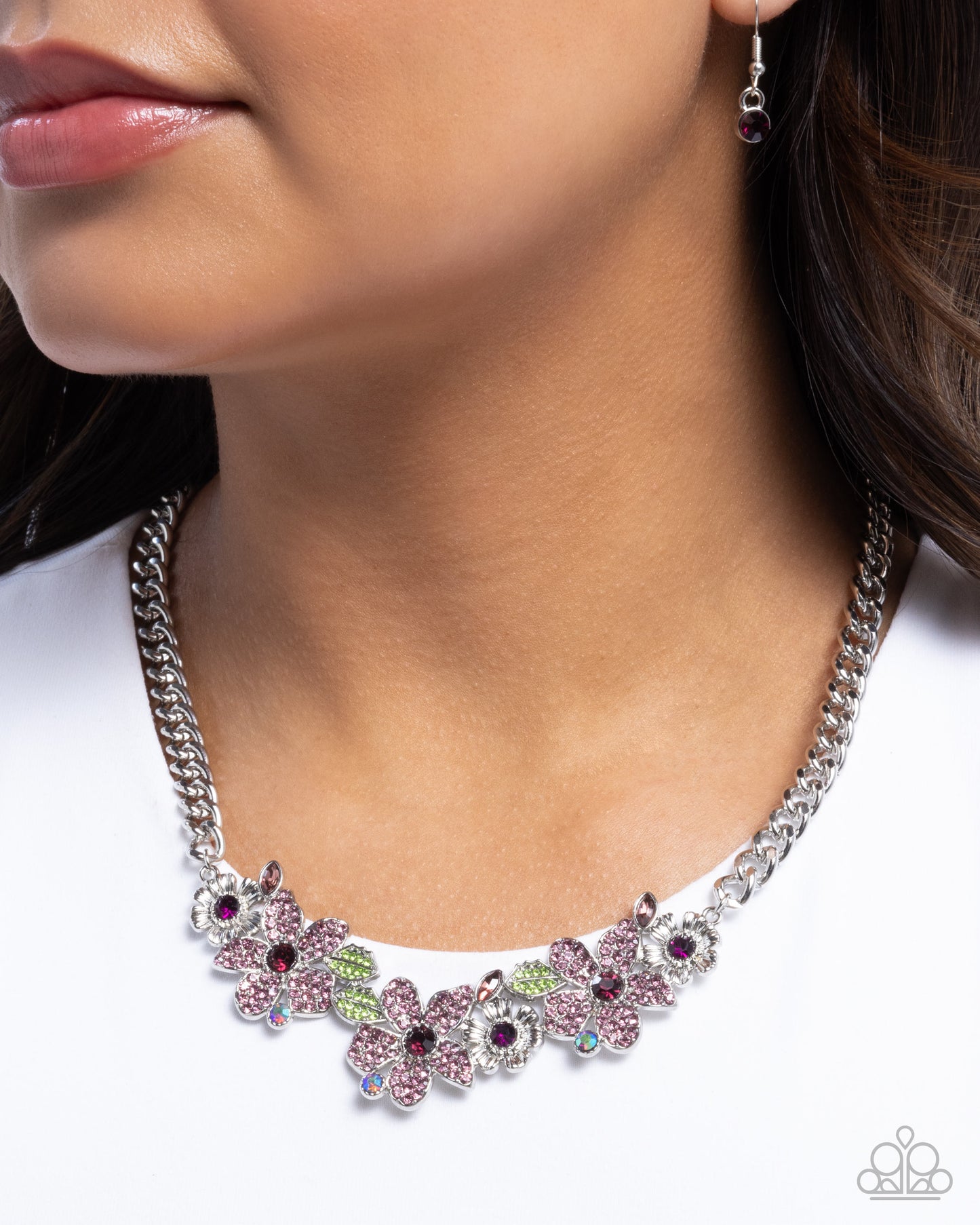 Guiding Garden - Purple Rhinestone Flower Necklace - Paparazzi Accessories