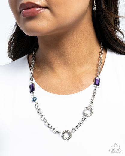 Effulgent Emeralds - Purple Rhinestone Necklace - Paparazzi Accessories