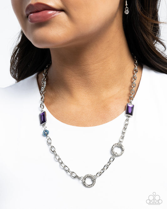 Effulgent Emeralds - Purple Rhinestone Necklace - Paparazzi Accessories