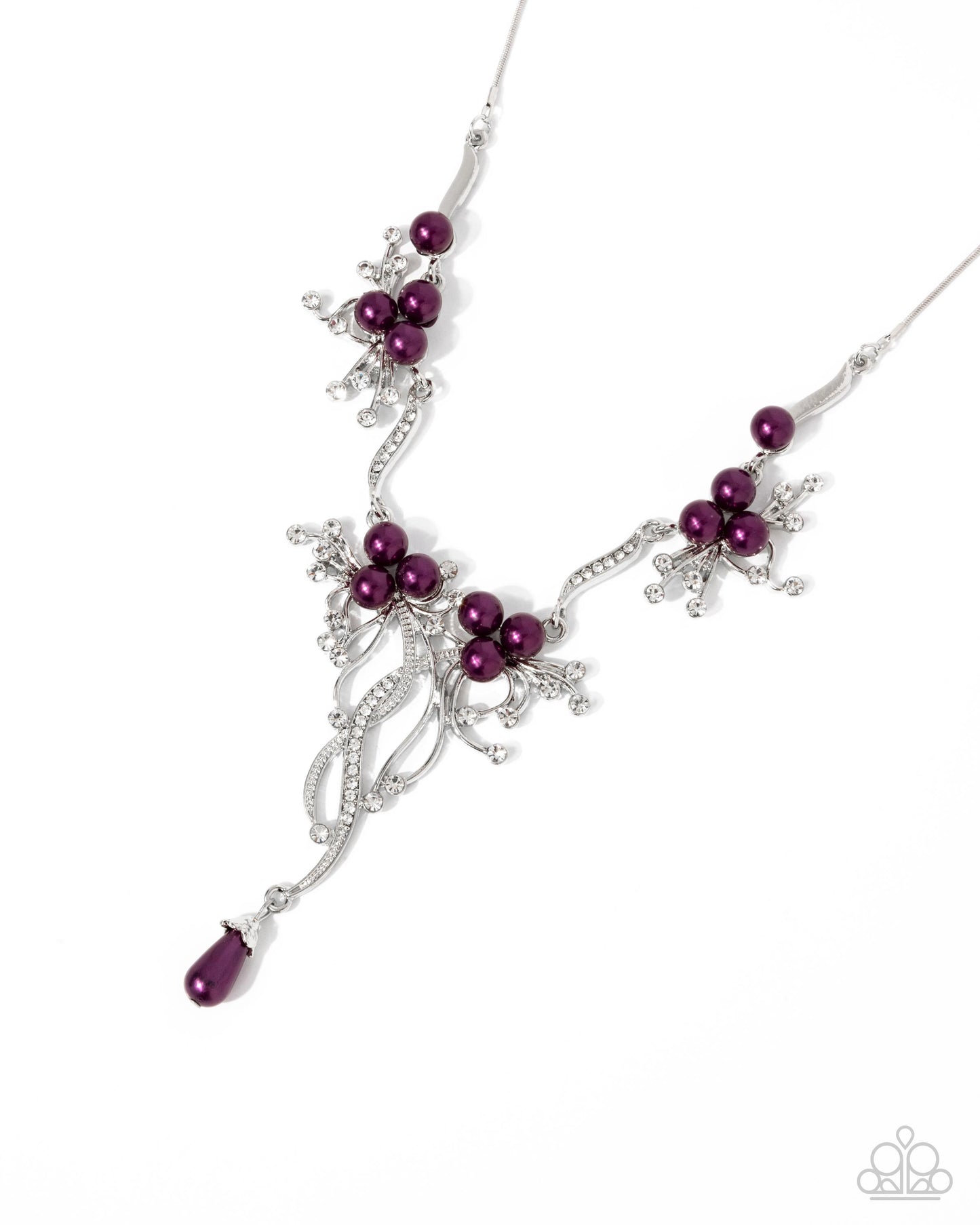 Grapevine Getaway - Purple Pearl Silver Necklace - Paparazzi Accessories