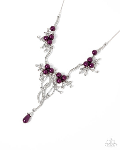 Grapevine Getaway - Purple Pearl Silver Necklace - Paparazzi Accessories