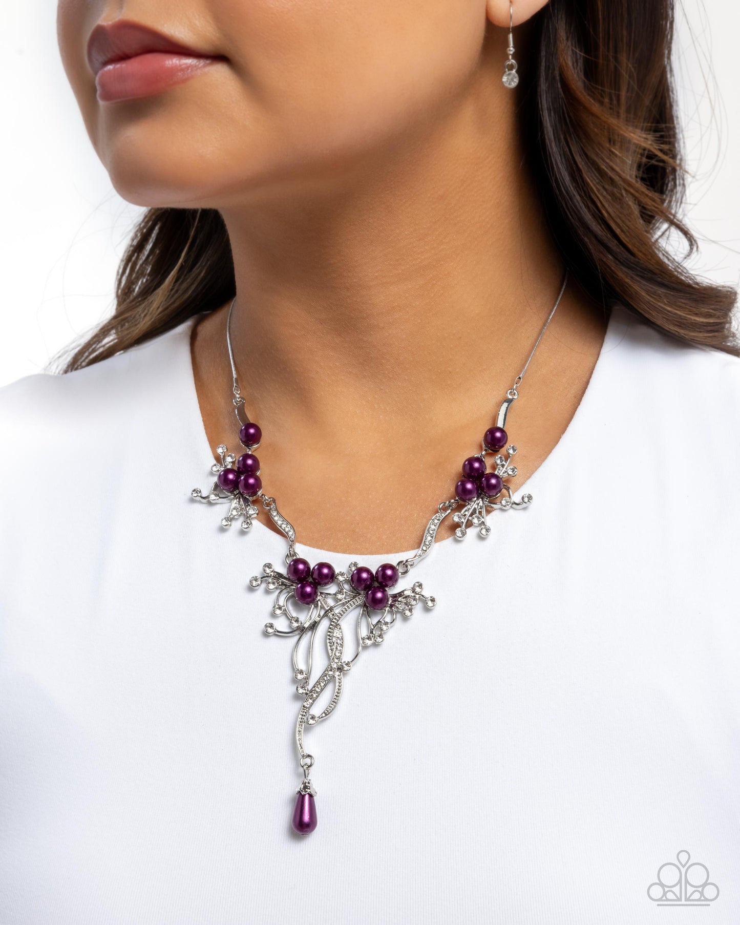Grapevine Getaway - Purple Pearl Silver Necklace - Paparazzi Accessories