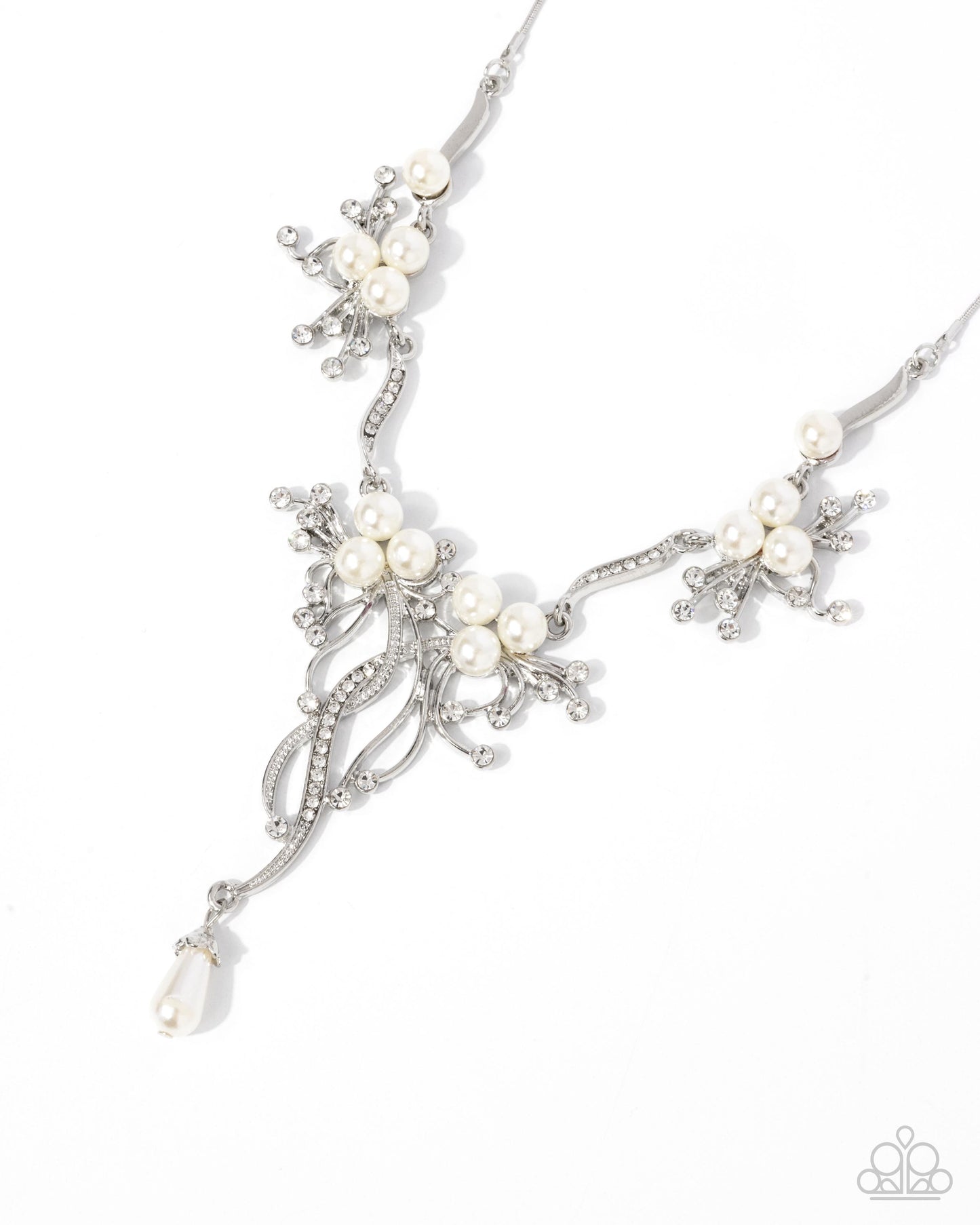 Grapevine Getaway - White Pearl Silver Necklace - Paparazzi Accessories