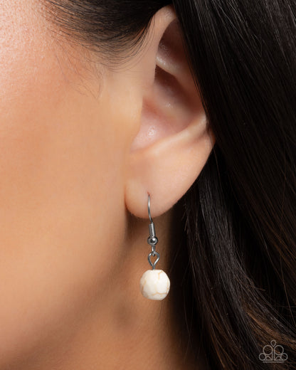 Eclectic Elegance - White & Blue Crackle Stone Tan Suede Necklace - Paparazzi Accessories