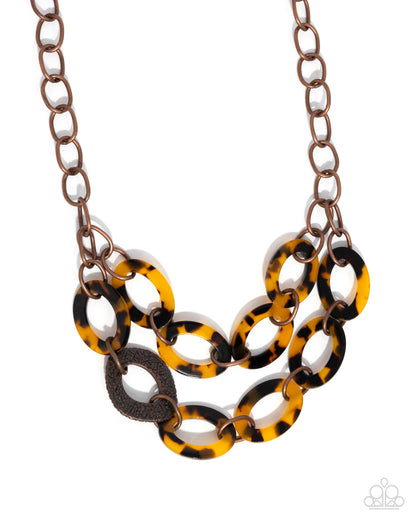 Patterned Presto - Copper & Acrylic Links Necklace - Paparazzi Accessories