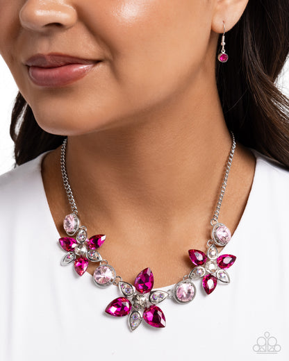 Perennial Promise - Pink Rhinestone Silver Necklace - Paparazzi Accessories