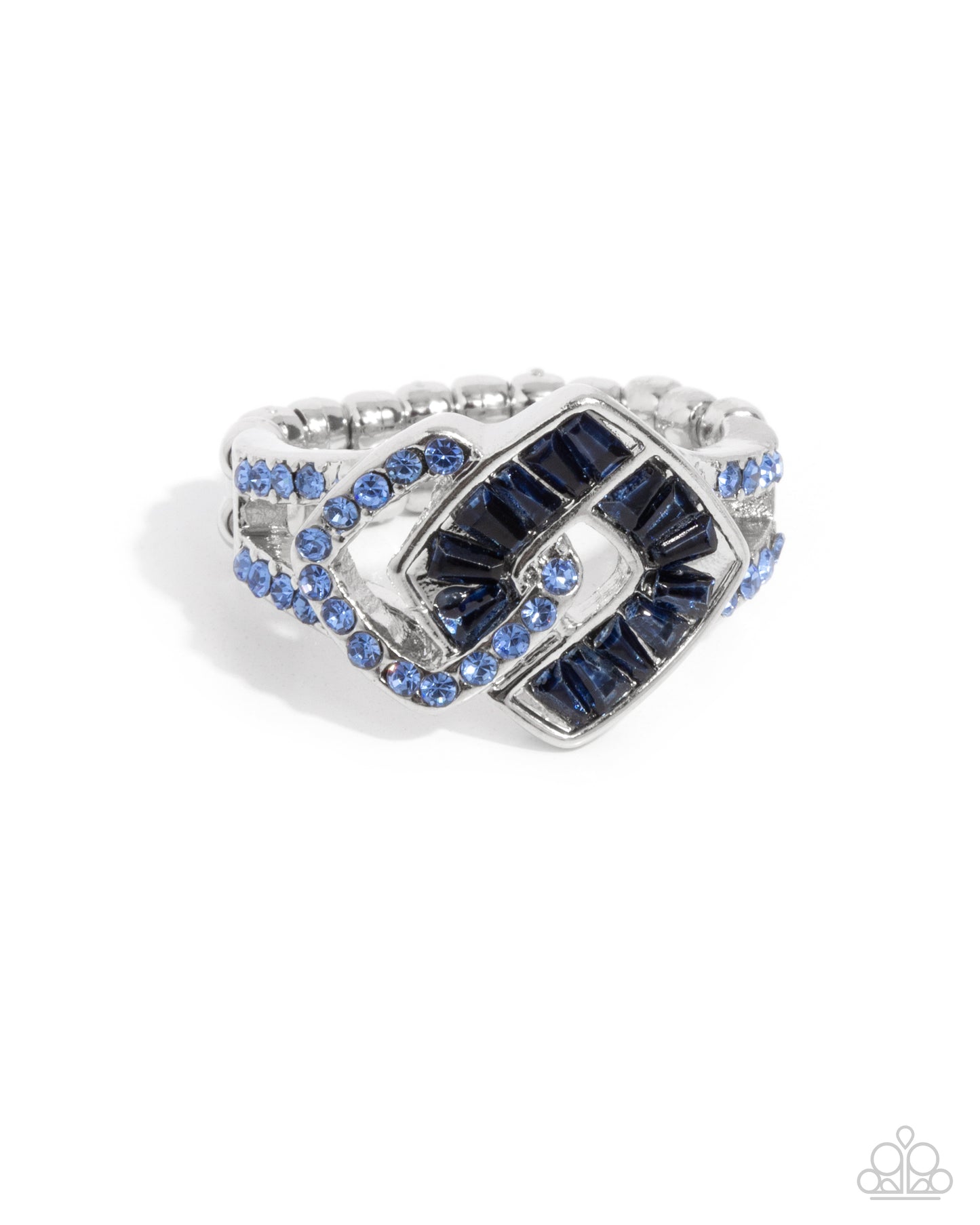 Tilted Travel - Blue Gem Silver Ring - Paparazzi Accessories