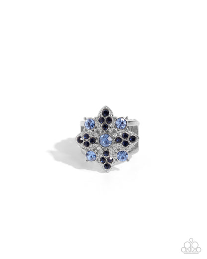 Floral Forte - Blue Sapphire Rhinestone Ring - Paparazzi Accessories