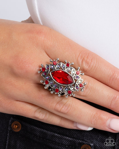Elaborate Effect - Red Gemstone Ring - Paparazzi Accessories