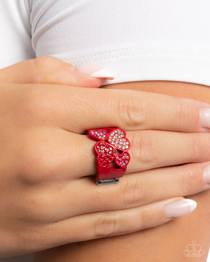 Honorable Hearts - Red Dipped Metal Ring - Paparazzi Accessories