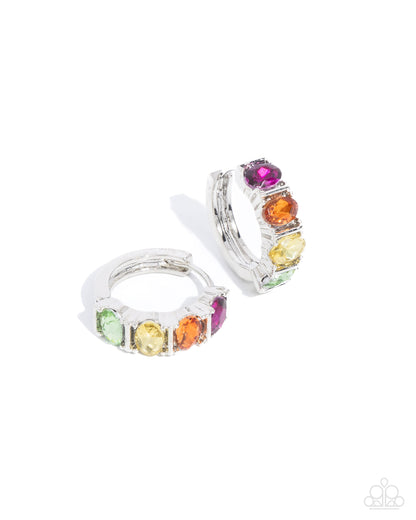 Impressive Impact - Multi Rhinestone Hinge Hoop Earrings - Paparazzi Accessories