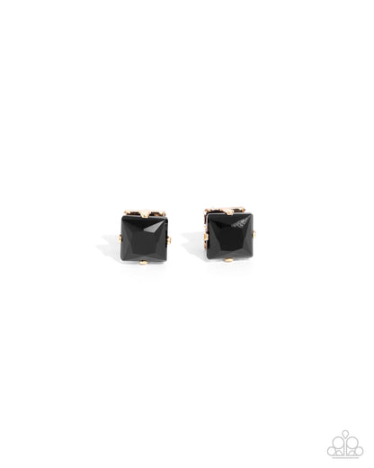 Squared Soprano - Black Onyx Gem Post Earrings - Paparazzi Accessories