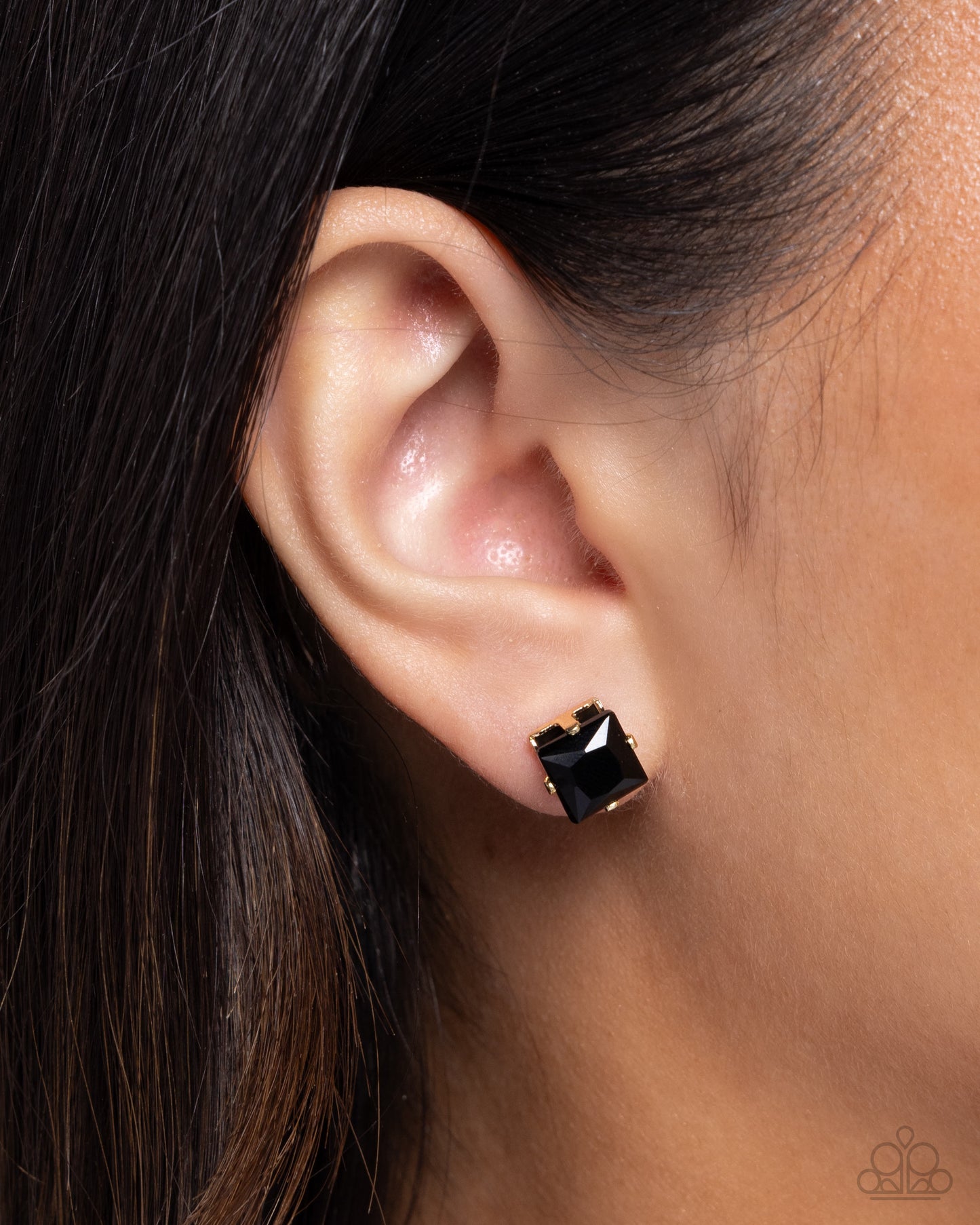 Squared Soprano - Black Onyx Gem Post Earrings - Paparazzi Accessories