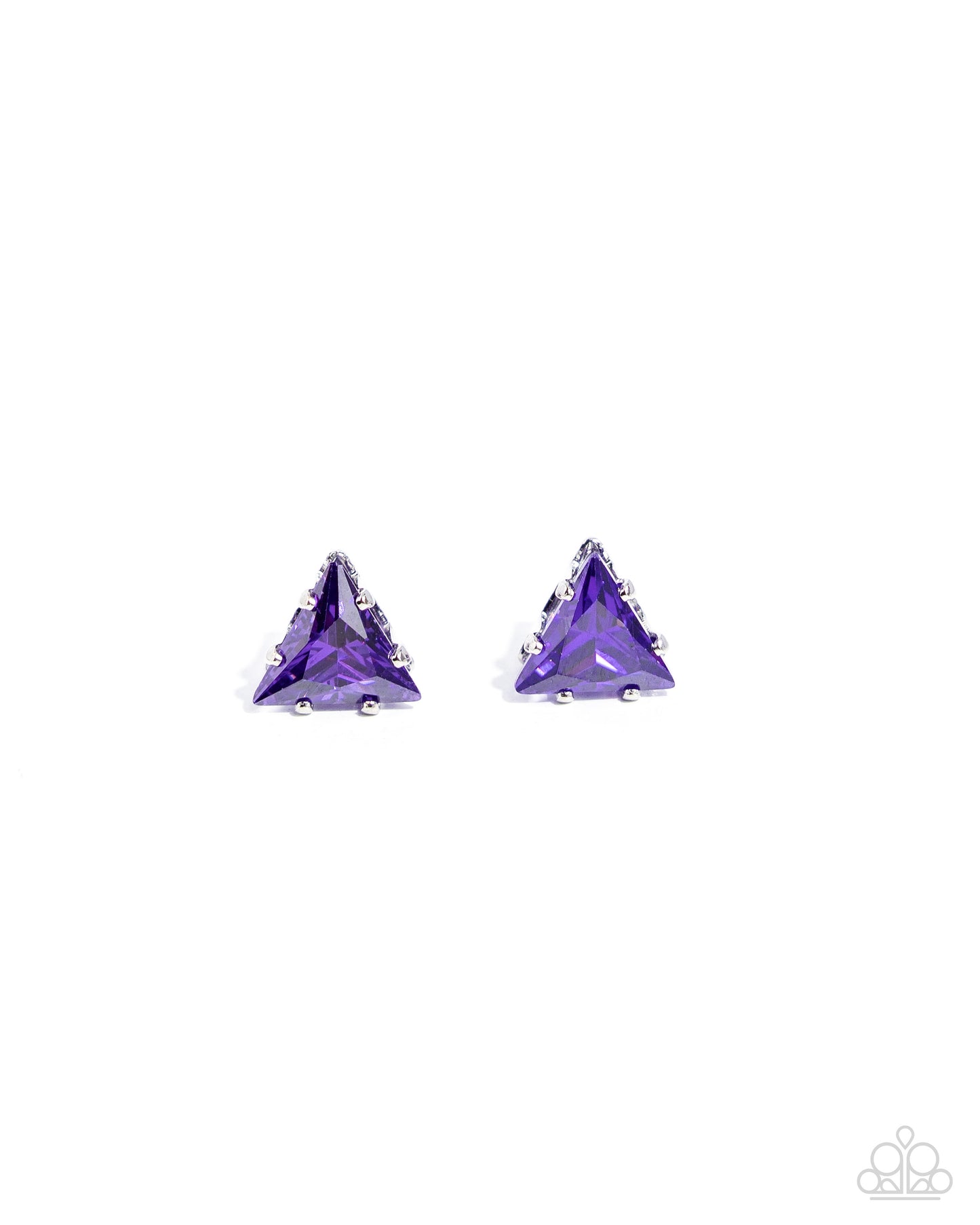 Triangular Twinkle - Purple Rhinestone Postback Earrings - Paparazzi Accessories