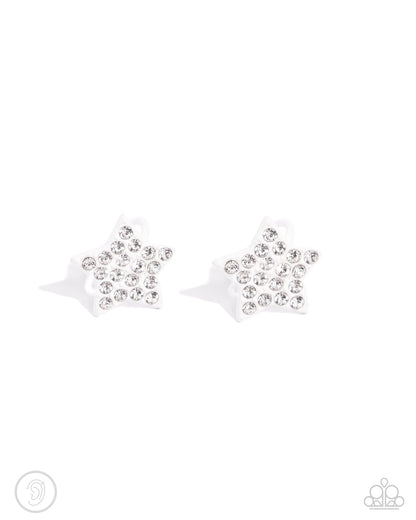 Stellar Skill - White Dipped Metal Star Ear Cuff Earrings - Paparazzi Accessories