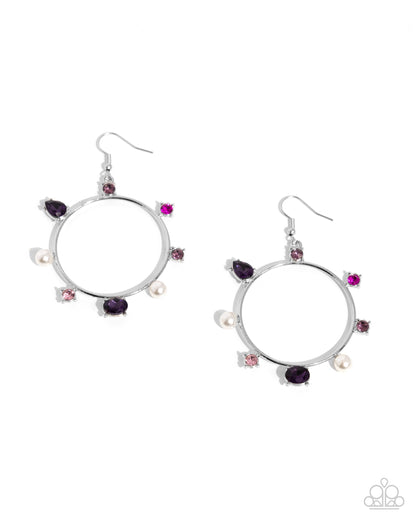 Tailored Treasure - Purple Rhinestone Silver Fishhook Earrings - Paparazzi Accessories
