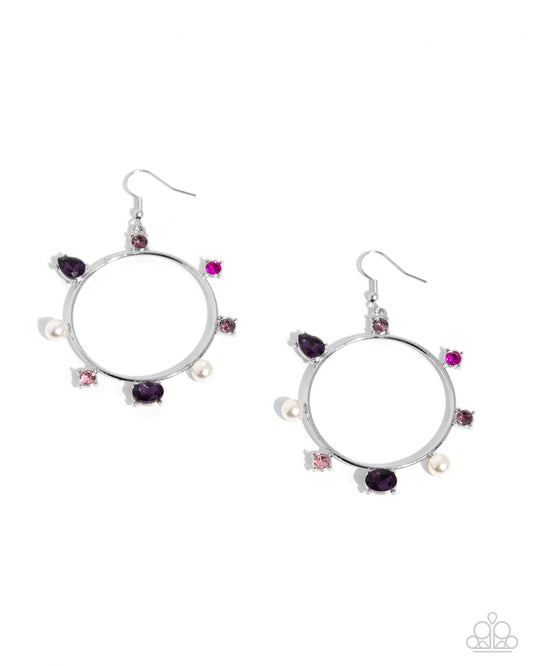 Tailored Treasure - Purple Rhinestone Silver Fishhook Earrings - Paparazzi Accessories