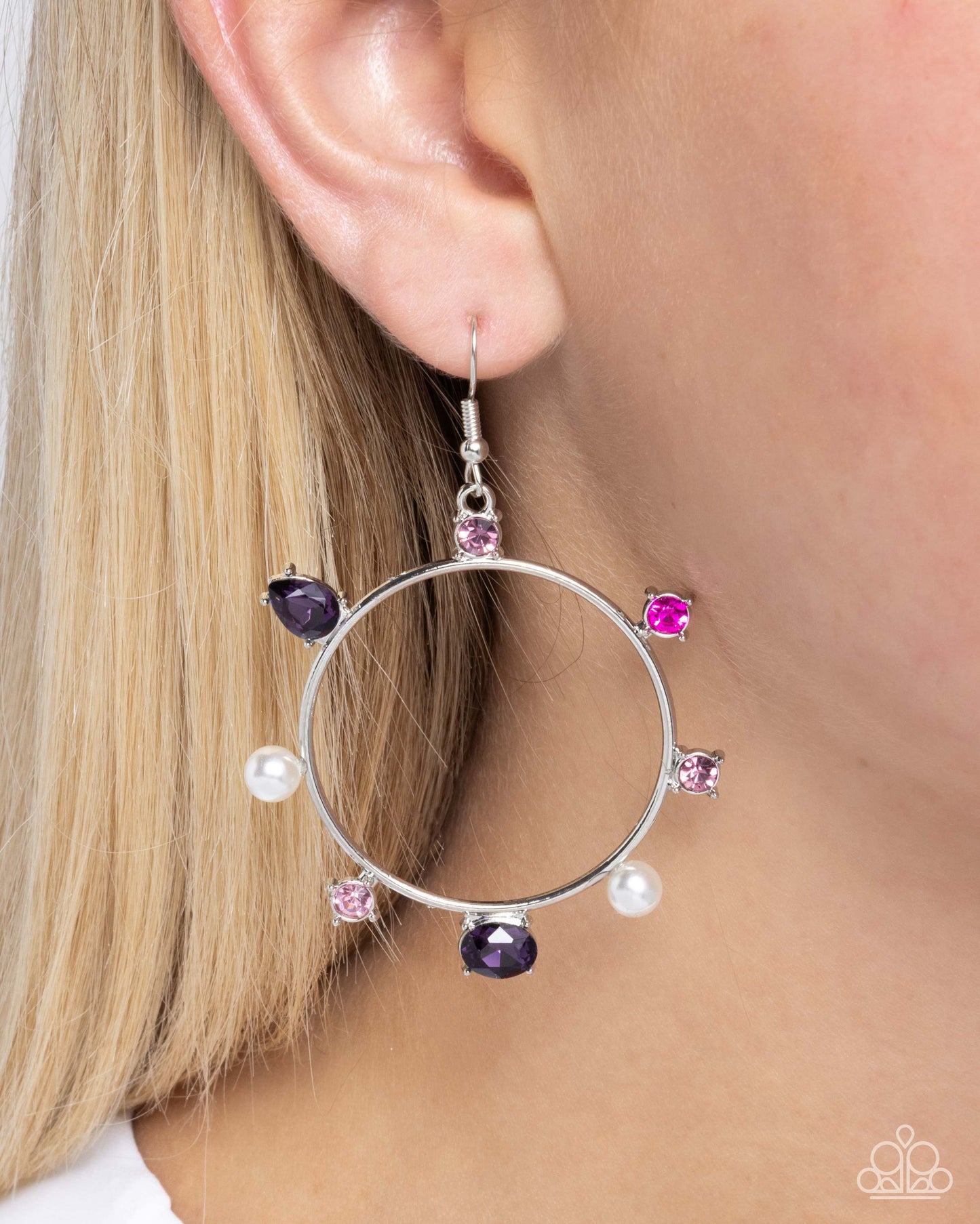 Tailored Treasure - Purple Rhinestone Silver Fishhook Earrings - Paparazzi Accessories