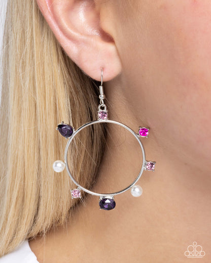 Tailored Treasure - Purple Rhinestone Silver Fishhook Earrings - Paparazzi Accessories