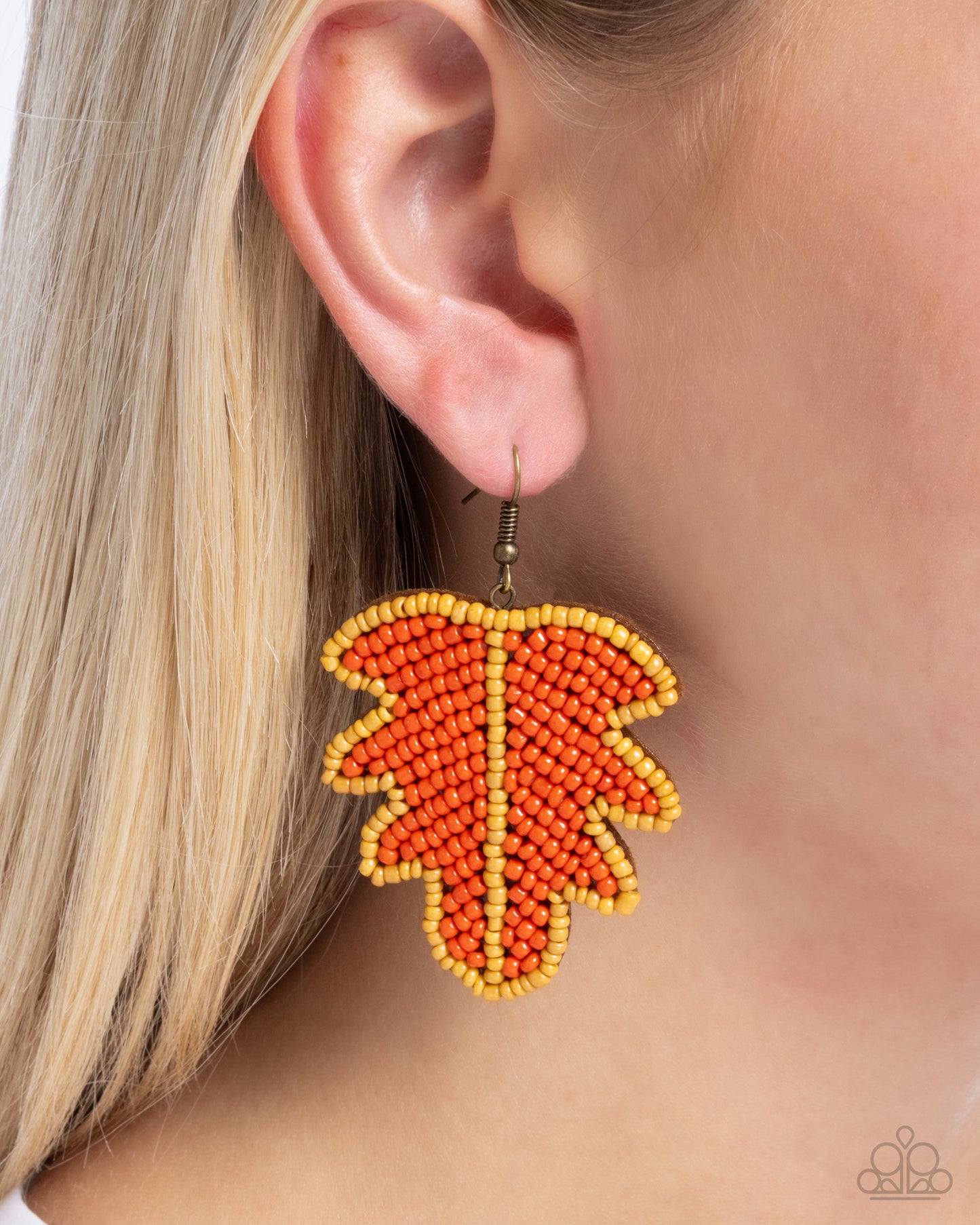 The FROND Page - Orange Seed Bead Leaf Fishhook Earrings - Paparazzi Accessories