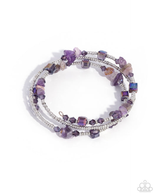 Seed Bead Scene - Purple UV Shimmer Infinity Coil Bracelet - Paparazzi Accessories