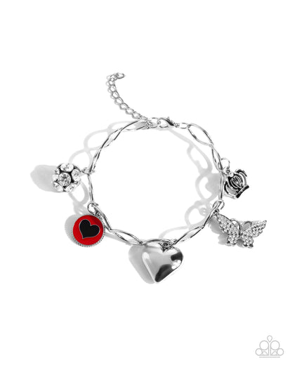 Lullaby Lucky - Red Charm Silver Clasp Bracelet - Paparazzi Accessories