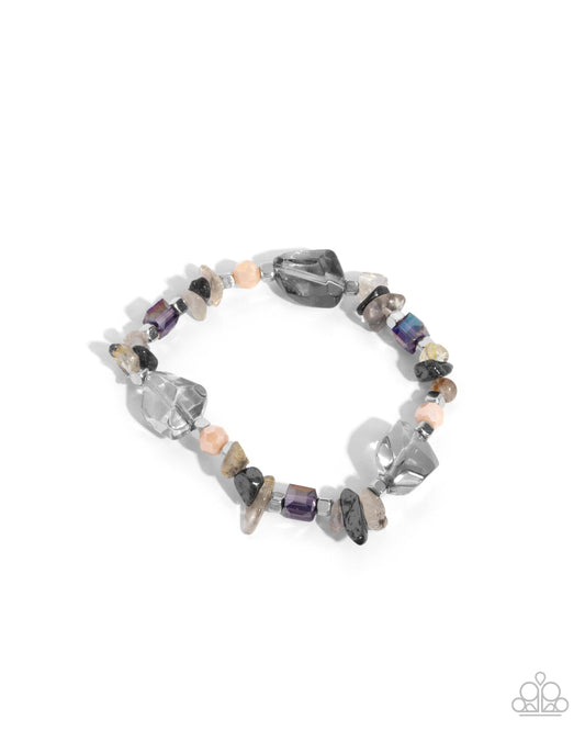 Eclectic Ease - Silver Stone Stretchy Bracelet - Paparazzi Accessories