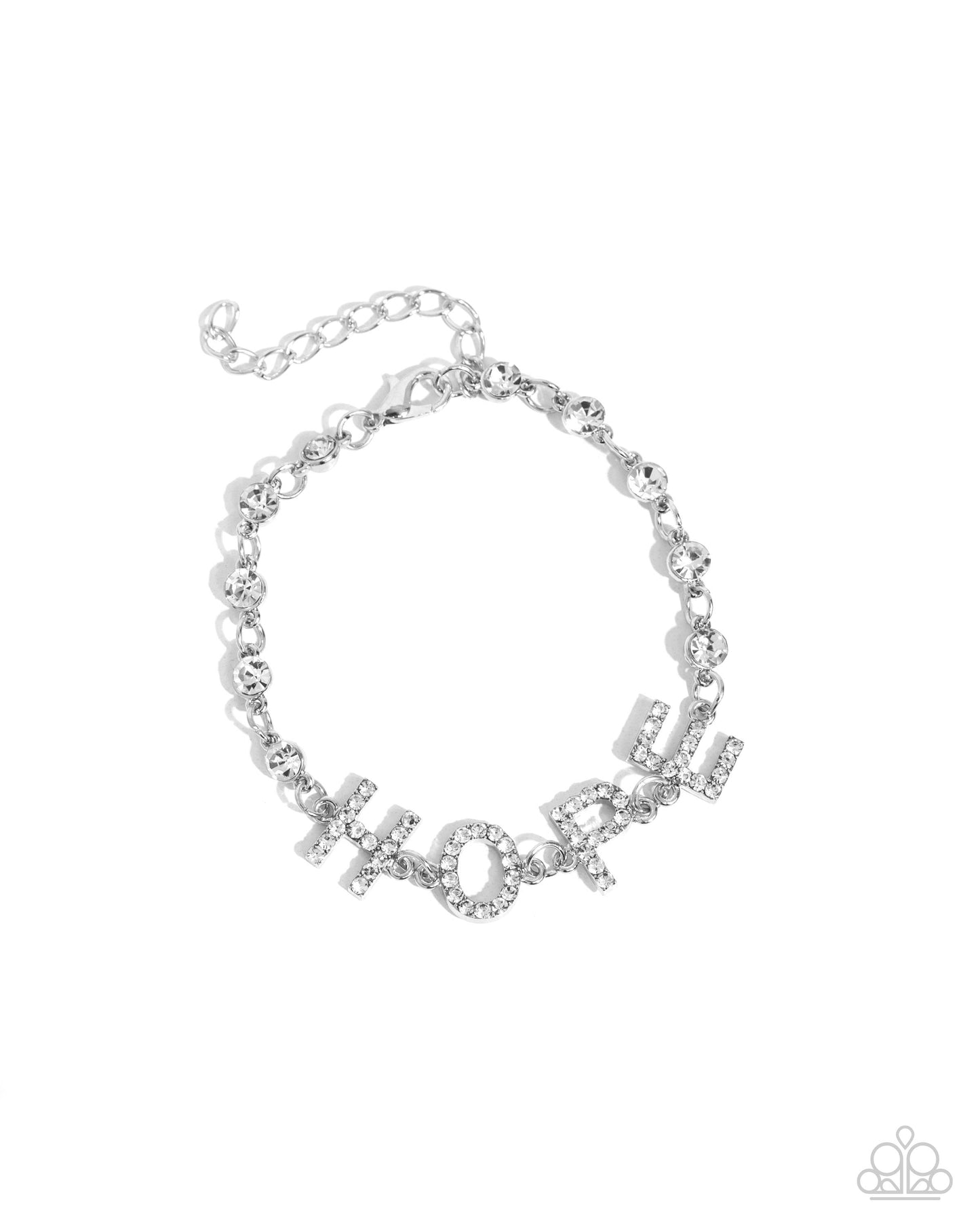 Honorable Hope - White Rhinestone Silver Clasp Bracelet - Paparazzi Accessories
