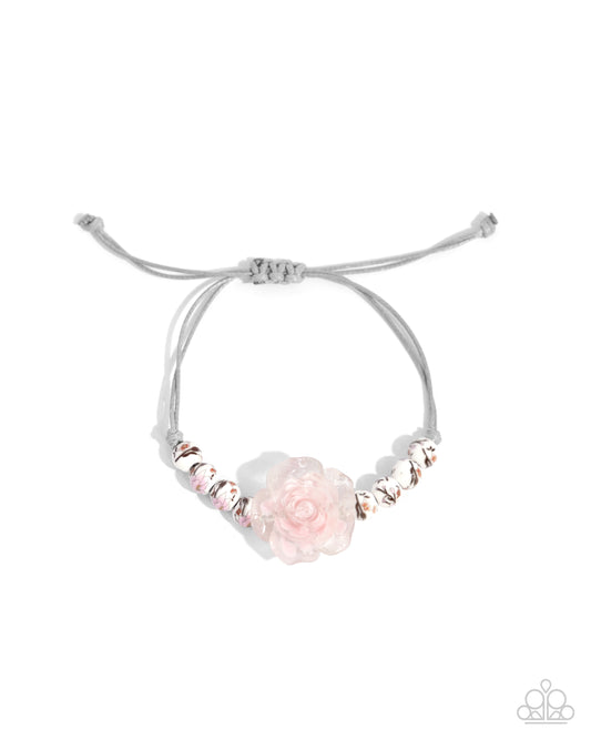 Ceramic Chic - Pink Rosette Sliding Knot Bracelet - Paparazzi Accessories