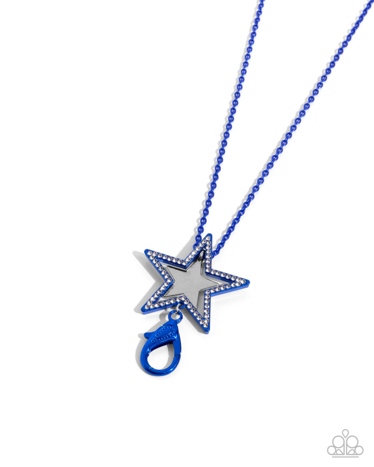 Stellar Search - Blue Dipped Metal Star Lanyard Necklace - Paparazzi Accessories