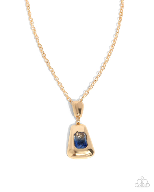 Pendant Promise - Blue & Gold Necklace - Paparazzi Accessories