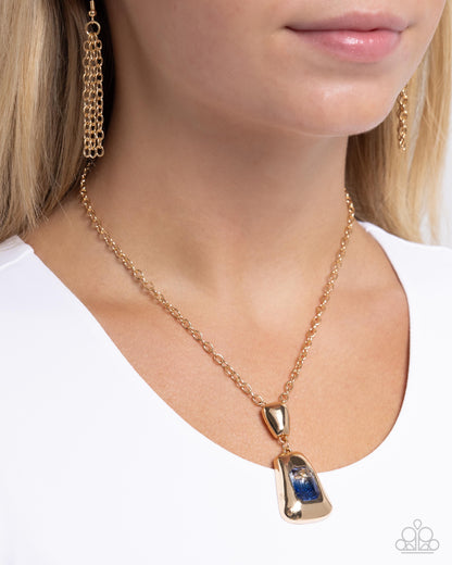 Pendant Promise - Blue & Gold Necklace - Paparazzi Accessories