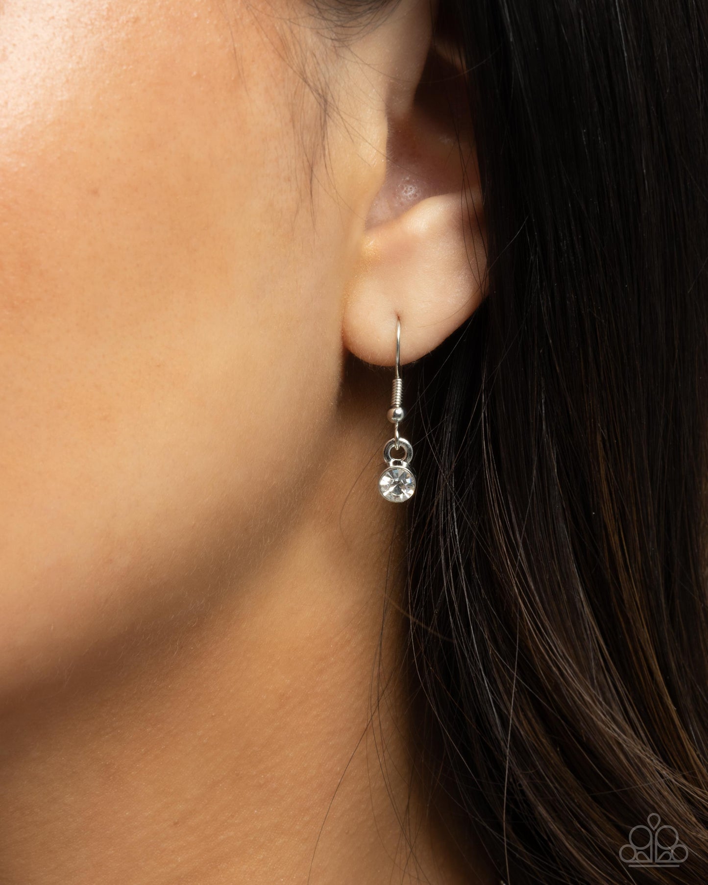 Romantic Rule - White Enamel & Rhinestone Heart Pendant Necklace - Paparazzi Accessories