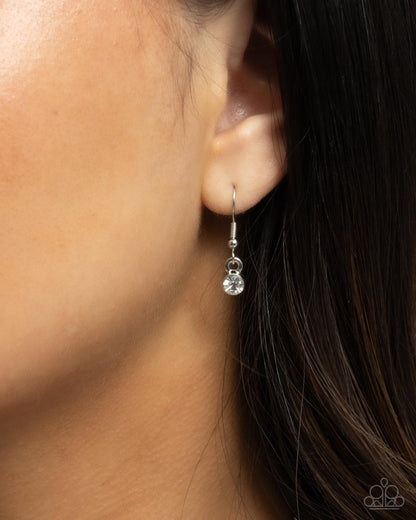 Romantic Rule - White Enamel & Rhinestone Heart Pendant Necklace - Paparazzi Accessories