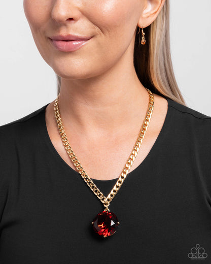 Musings State of Mind - Brown Topaz Gem Gold Necklace - Paparazzi Accessories