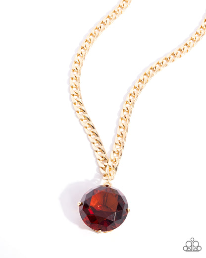 Musings State of Mind - Brown Topaz Gem Gold Necklace - Paparazzi Accessories