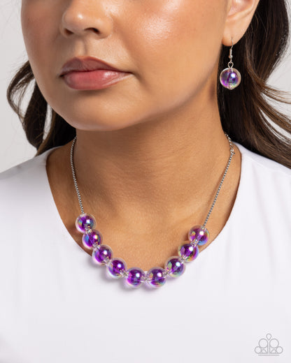 Iridescent Identity - Purple Bubbly Beads Silver Necklace - Paparazzi Accessories