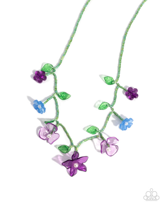 Gourmet Garden - Purple Acrylic Flower Necklace - Paparazzi Accessories