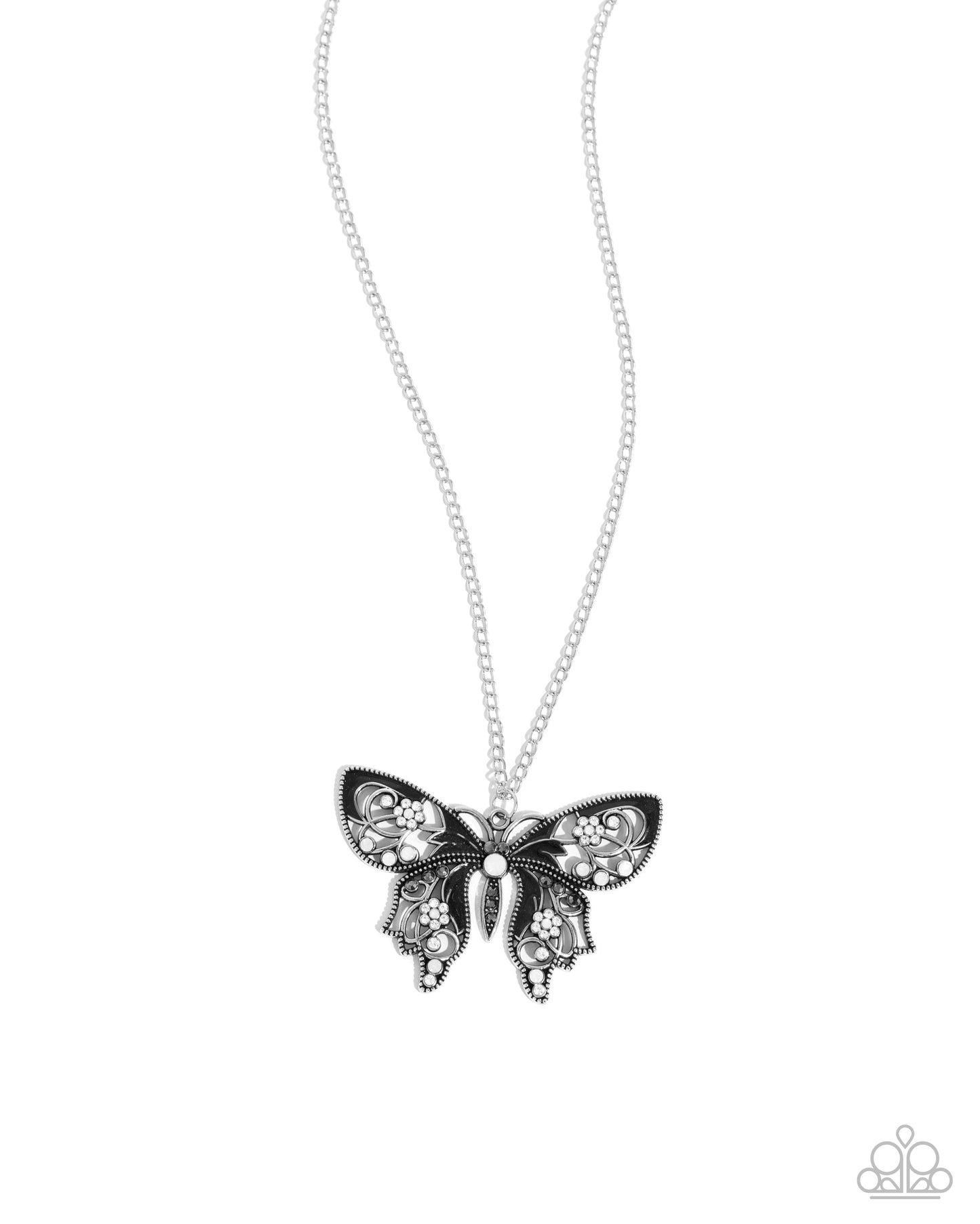 Whimsical Weekday - Black Enamel Butterfly Pendant Necklace - Paparazzi Accessories