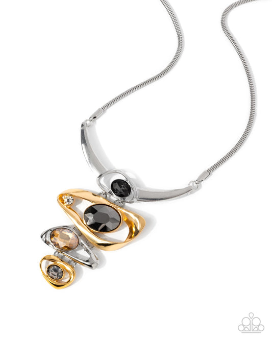 Abundantly Abstract - Silver & Gold Gems Necklace - Paparazzi Accessories