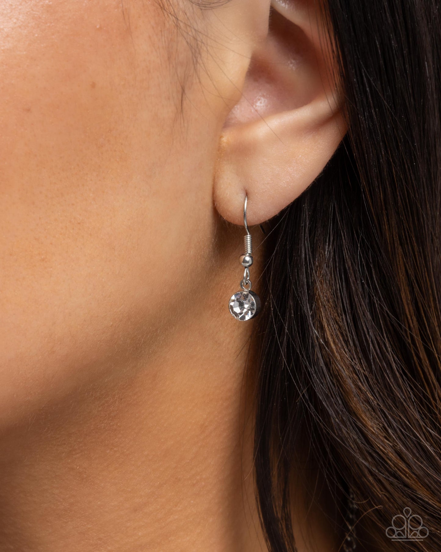 Sunburst Selfie - White Rhinestone Silver Necklace - Paparazzi Accessories