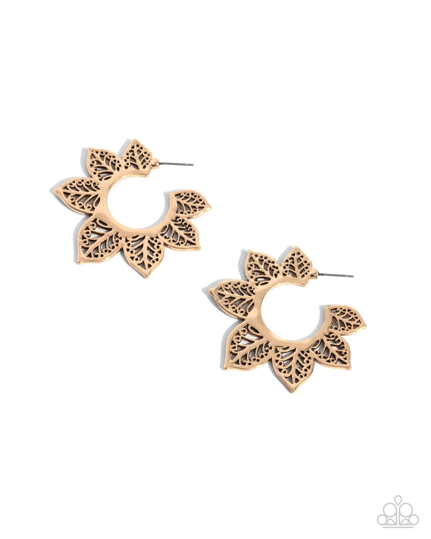 Tangled Tapestry - Gold Filigree Sun Hoop Earrings - Paparazzi Accessories