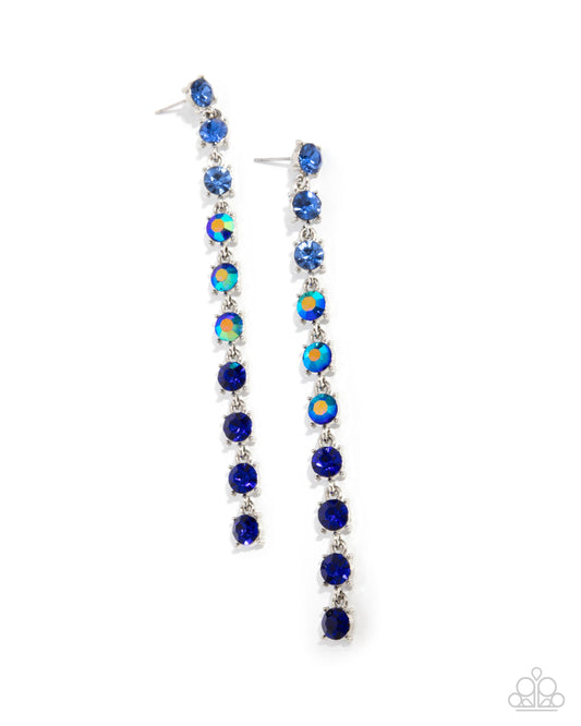 Opulent Ombré - Blue Rhinestone Dangle Post Earrings - Paparazzi Accessories