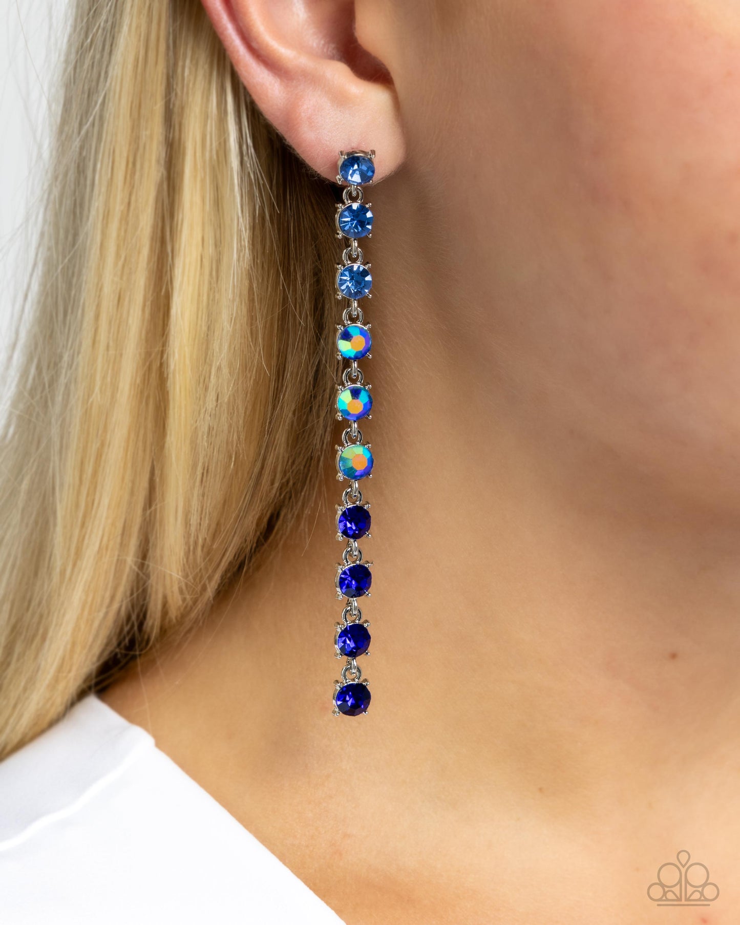 Opulent Ombré - Blue Rhinestone Dangle Post Earrings - Paparazzi Accessories