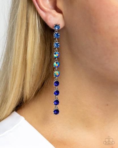 Opulent Ombré - Blue Rhinestone Dangle Post Earrings - Paparazzi Accessories