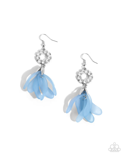 Profuse Petals - Blue Acrylic Silver Fishhook Earrings - Paparazzi Accessories
