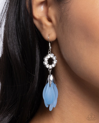 Profuse Petals - Blue Acrylic Silver Fishhook Earrings - Paparazzi Accessories